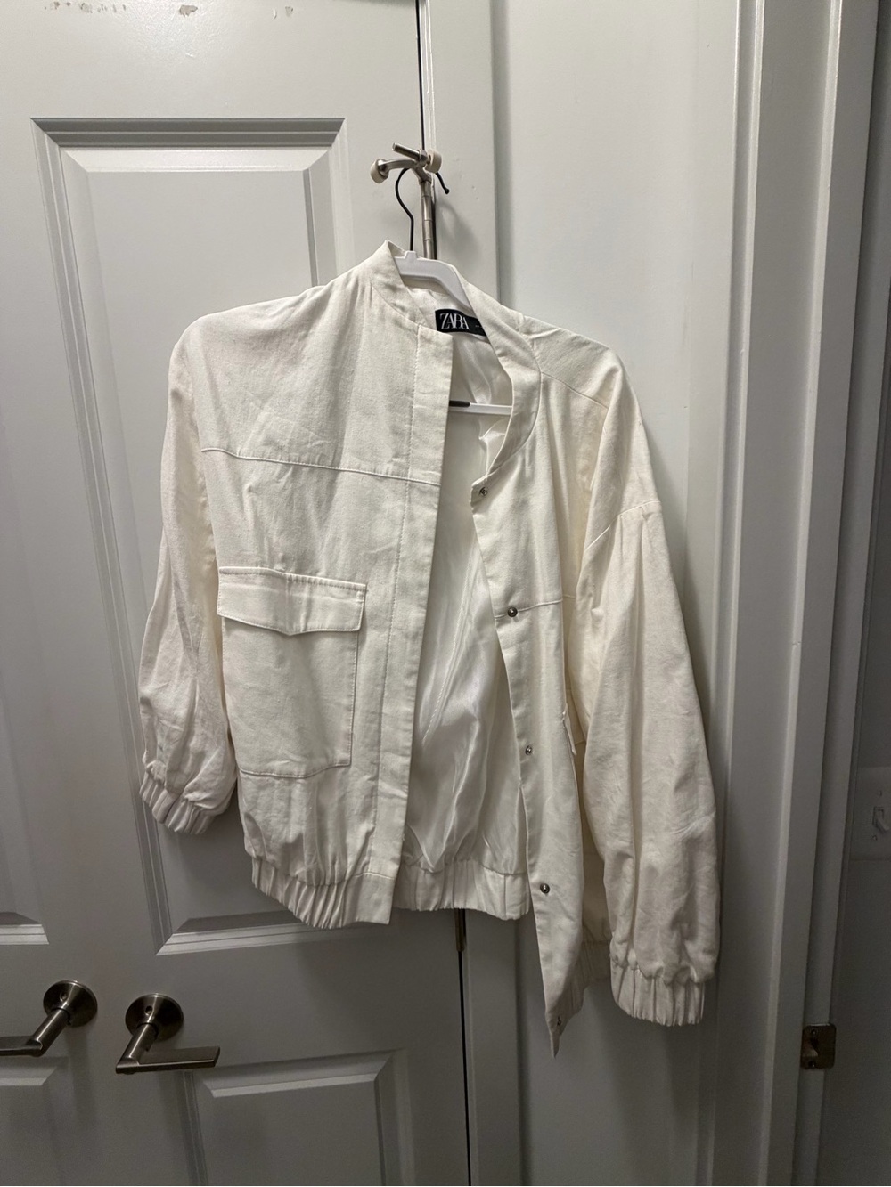 Zara Women's White Bomber Jacket